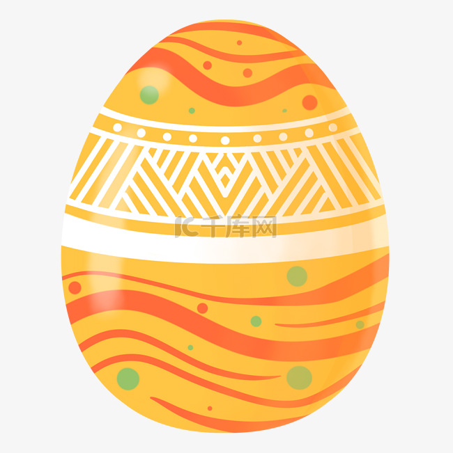 橙黄色彩绘复活节卡通彩蛋