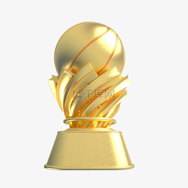 立体篮球金色奖杯金属