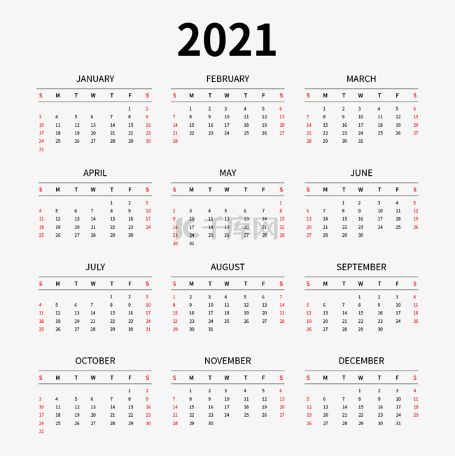 2021 calendar 日历排版