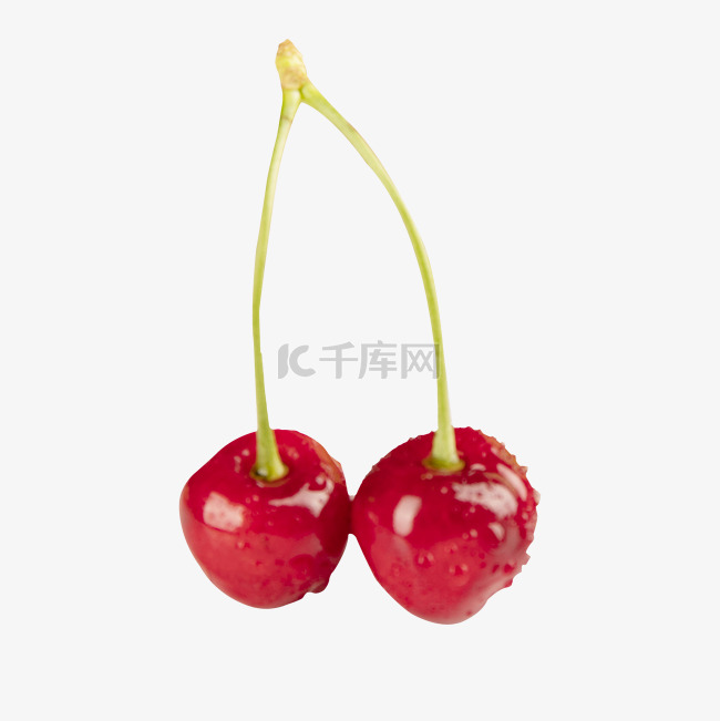 两个红色的樱桃免抠图