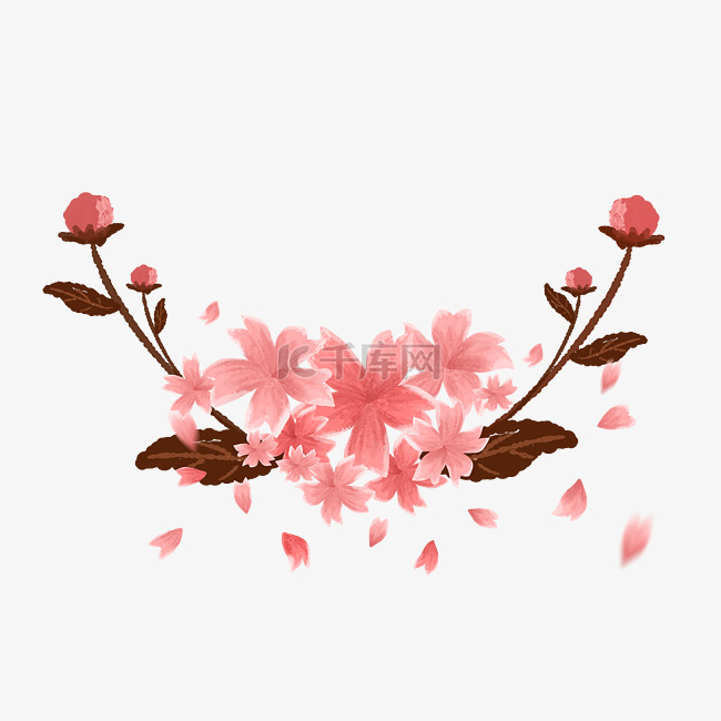 唯美粉色樱花花簇花朵小清新免费