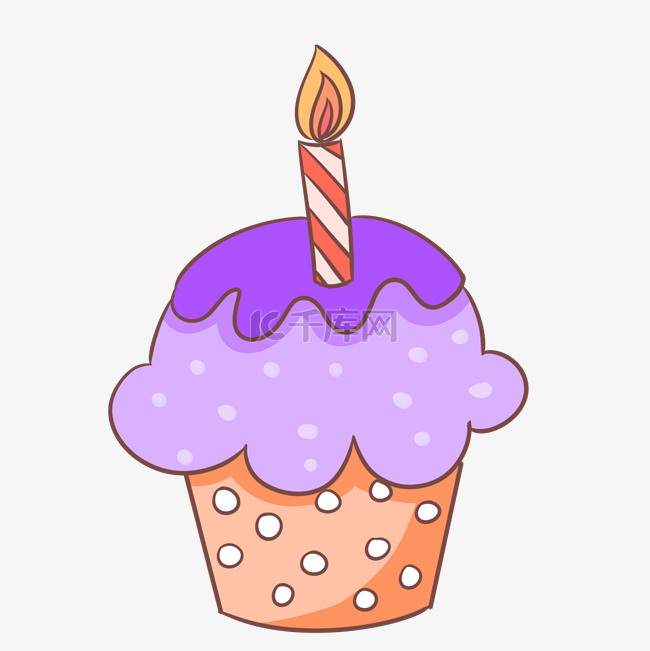 一支蜡烛紫色蛋糕插画