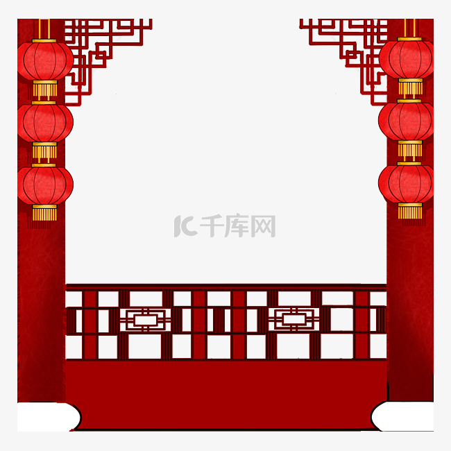 中国风古风大红灯笼柱子