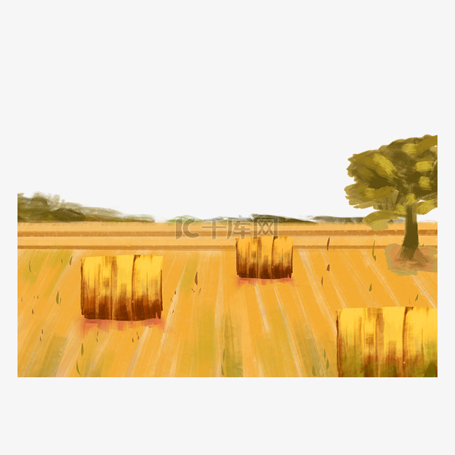 秋天秋季小麦麦垛