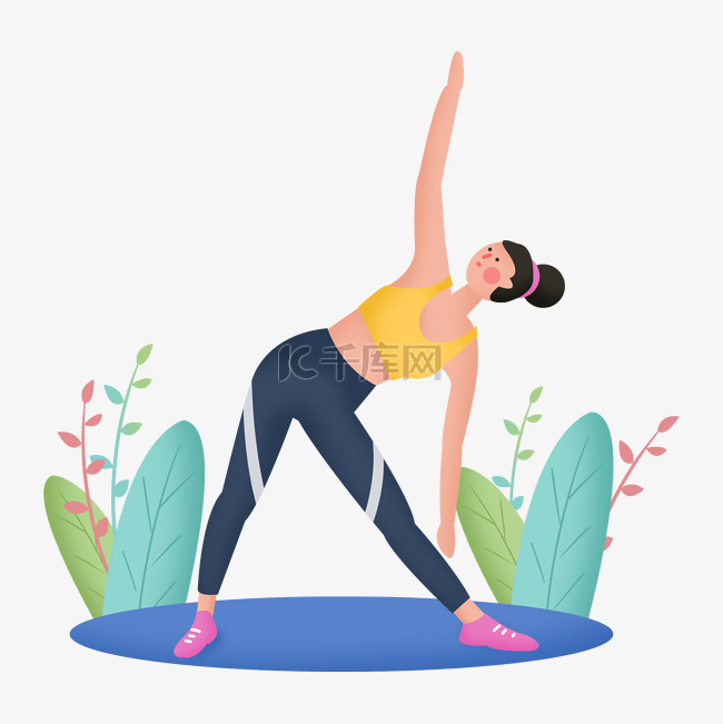 运动达人健身女人女孩植物瑜伽