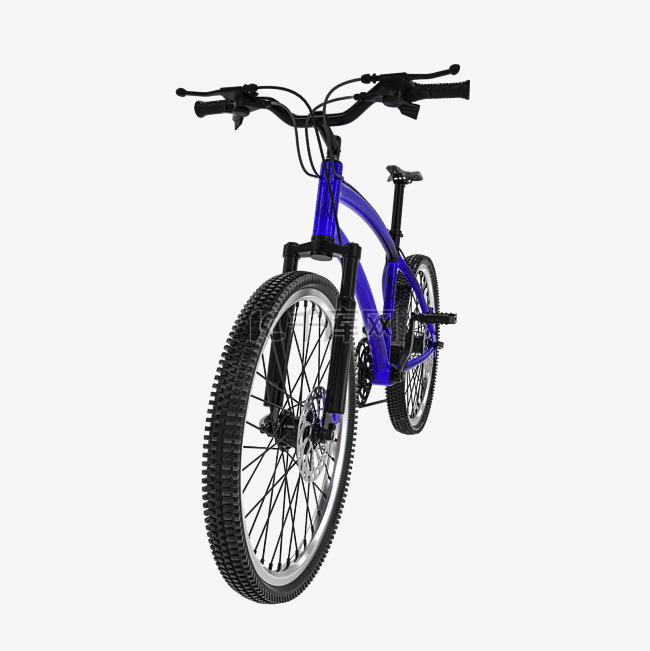 自行车蓝色山地脚蹬车不锈钢圈链
