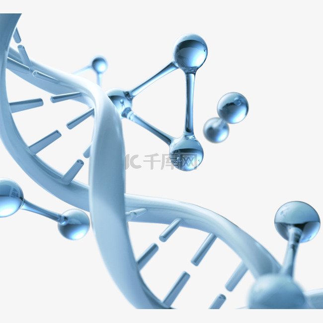 3d蓝色dna螺旋序列元素