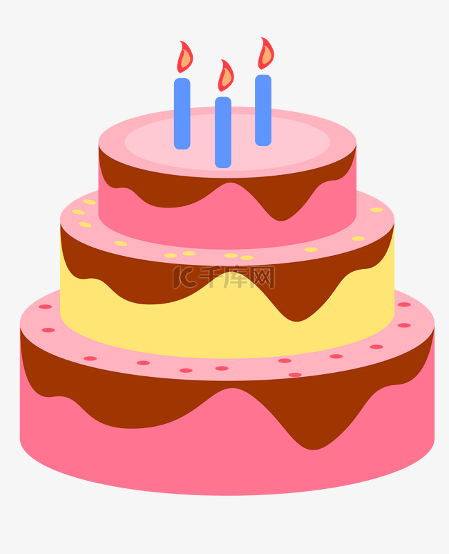 生日三层蛋糕插画