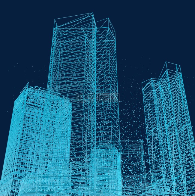 楼空间城市仰视科技智能魔幻数据