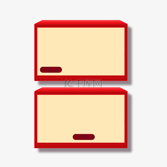 2个黄色底色红色边框立体箱子
