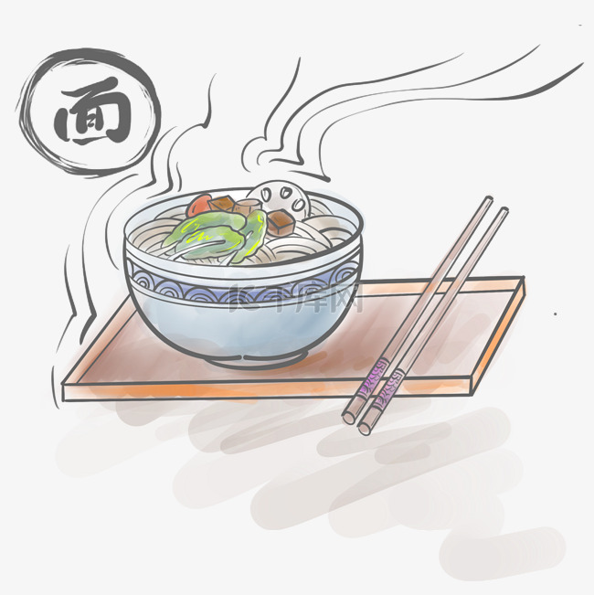 一碗面和筷子