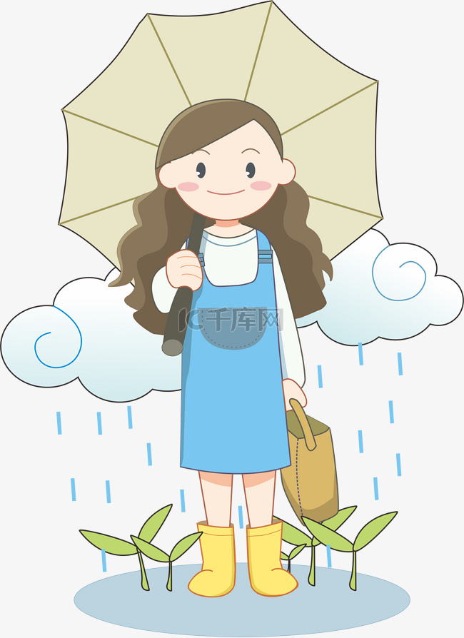 谷雨打伞的女孩