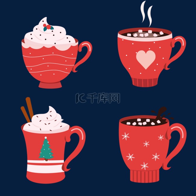 christmas hot cocoa mug可爱冬日热饮