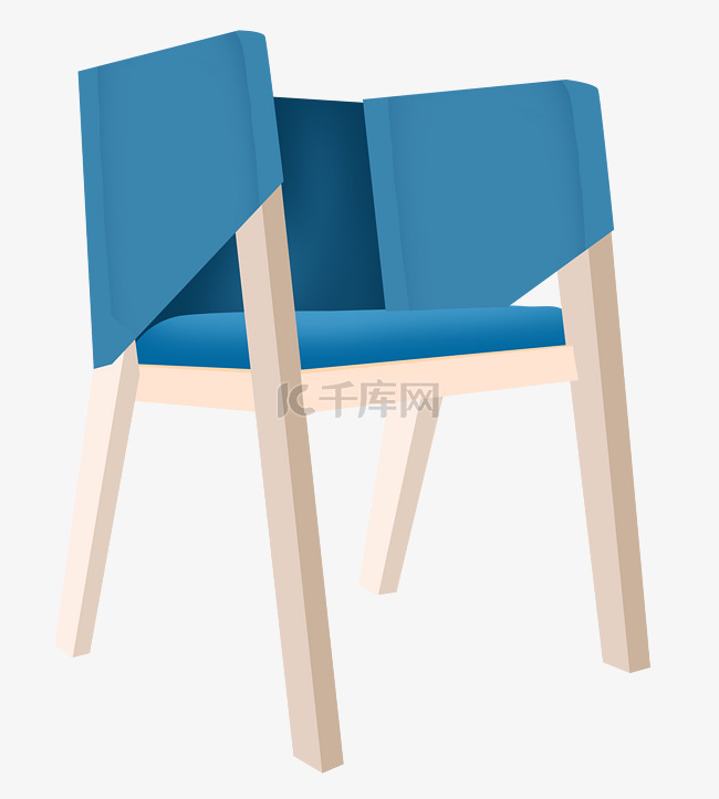 时尚蓝色座椅插画
