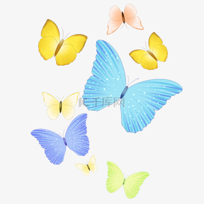 手绘风格彩色蝴蝶