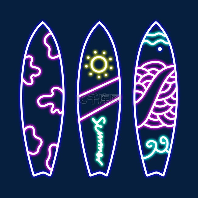 霓虹灯夏季冲浪板