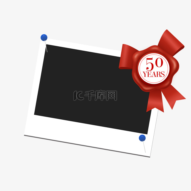 黑色相框红色蜡封50周年元素