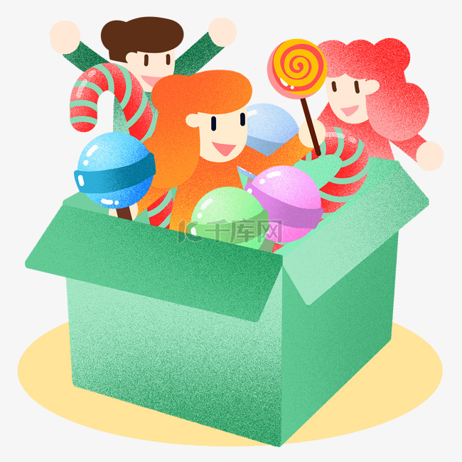 六一儿童节糖果盒插画