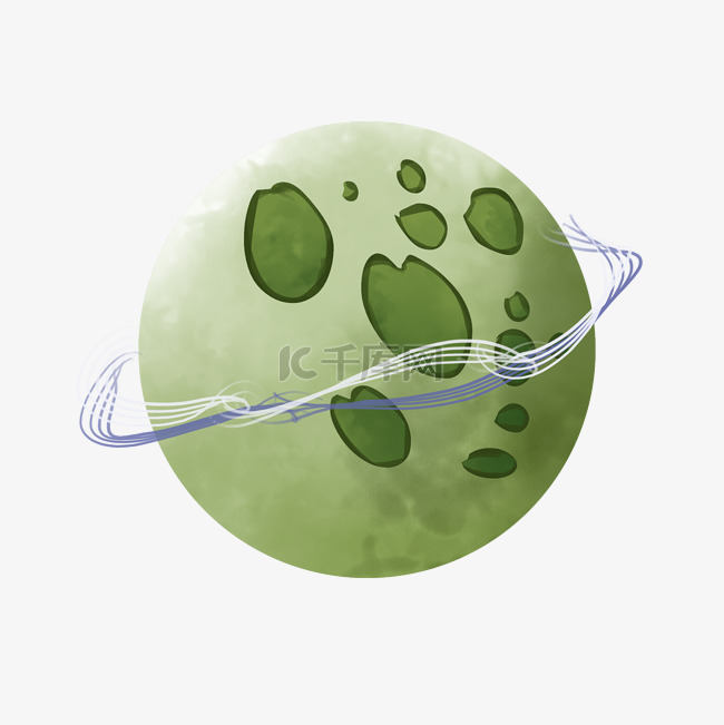 绿色圆弧创意星球元素