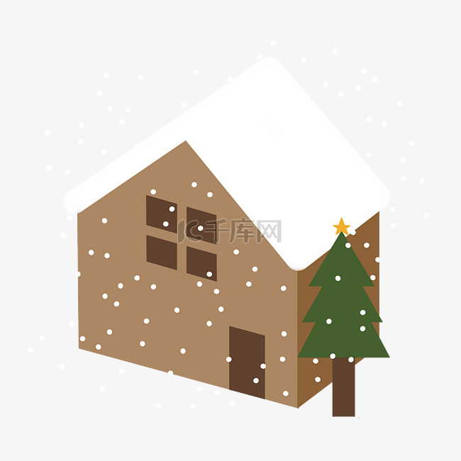 圣诞雪和房子矢量素材