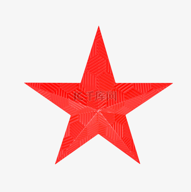 红色立体纹理五角星