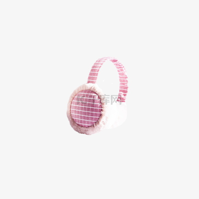 粉色清新小格子耳包