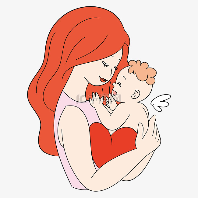 母婴元素抱着婴儿的母亲