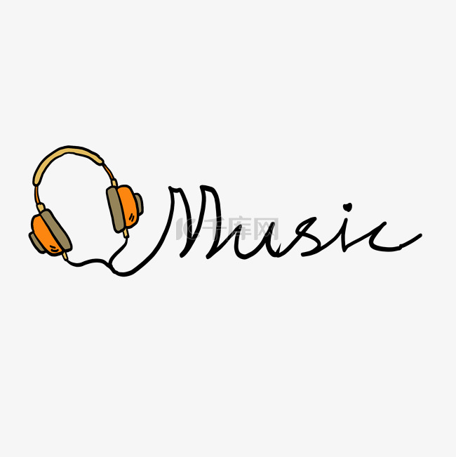 红色耳机音乐文字logo