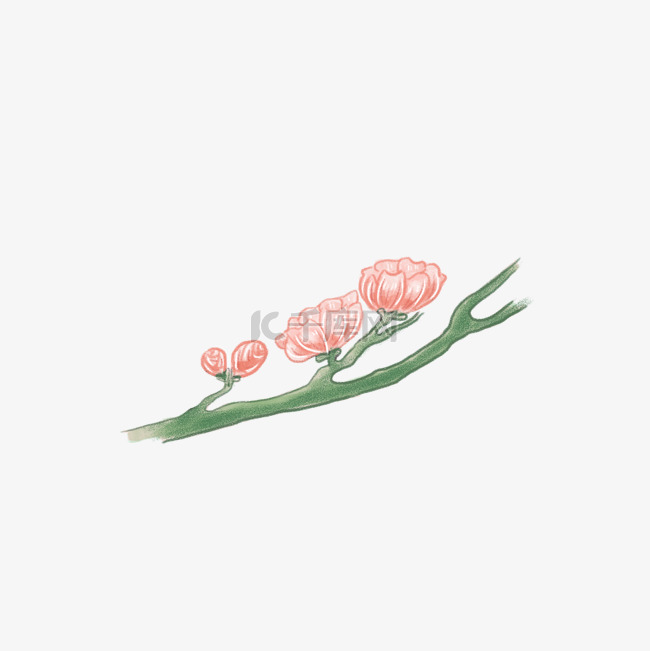 手绘小清新粉色樱花花朵元素PNG