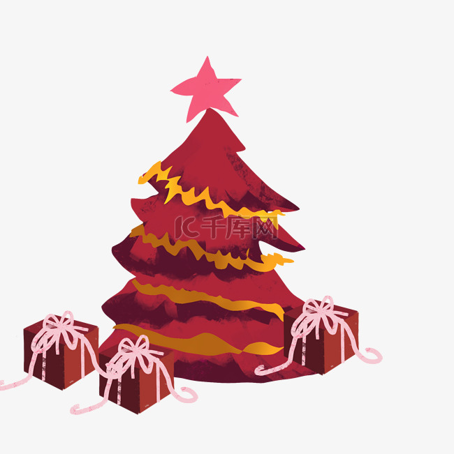 红色圣诞装饰圣诞树