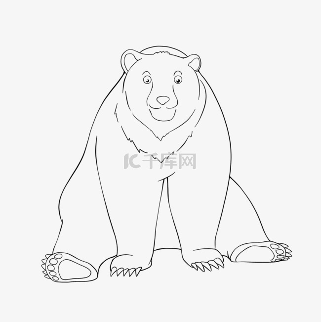 bear clipart black and white卡通熊线稿