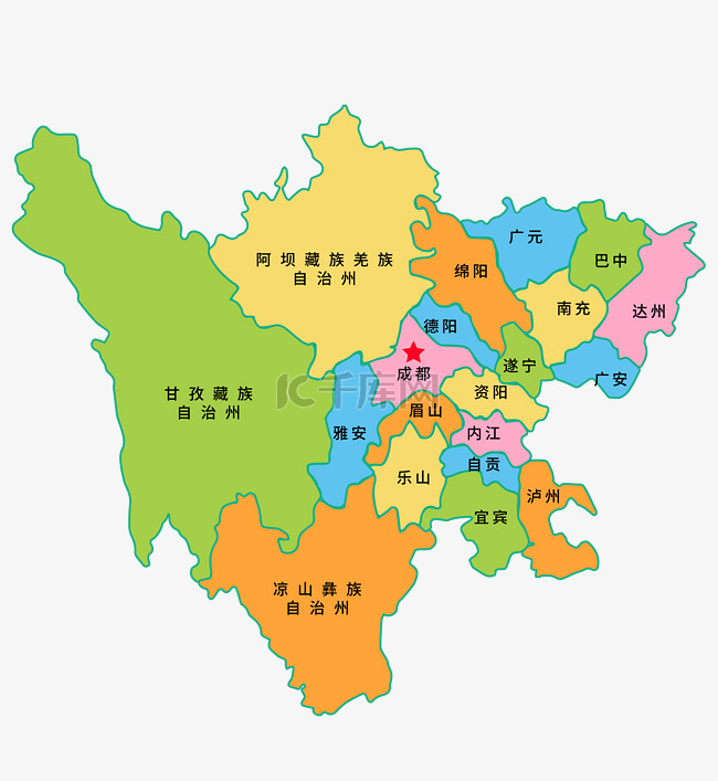 四川区域色块地图