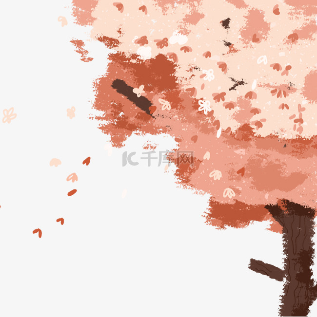 红色的櫻花树免抠图