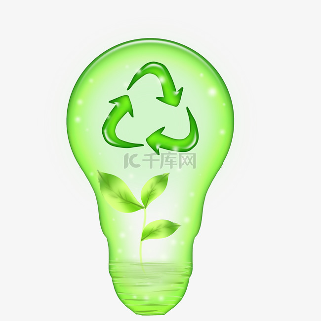 可循环资源灯泡绿植