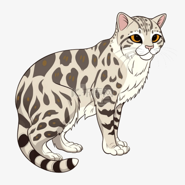 豹猫卡通风格宠物元素