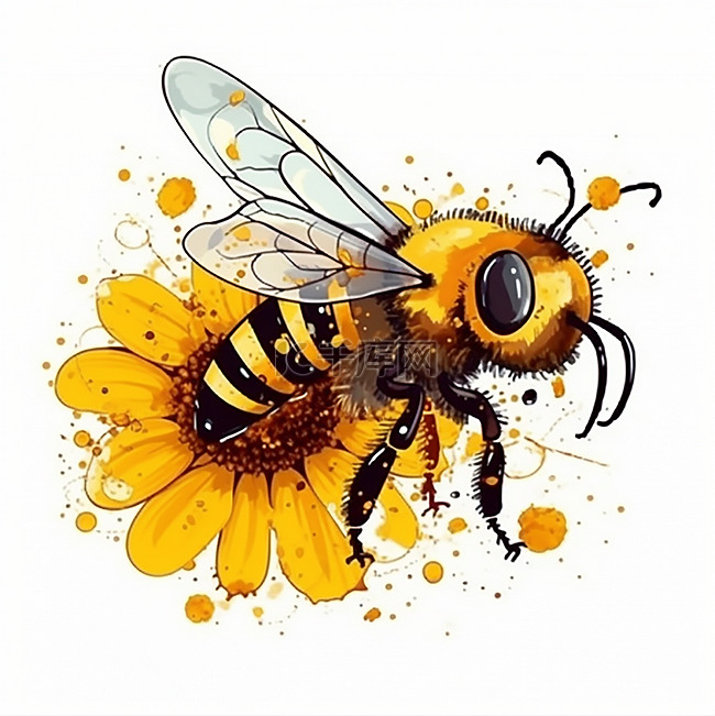 正在花朵上采蜂蜜的蜜蜂