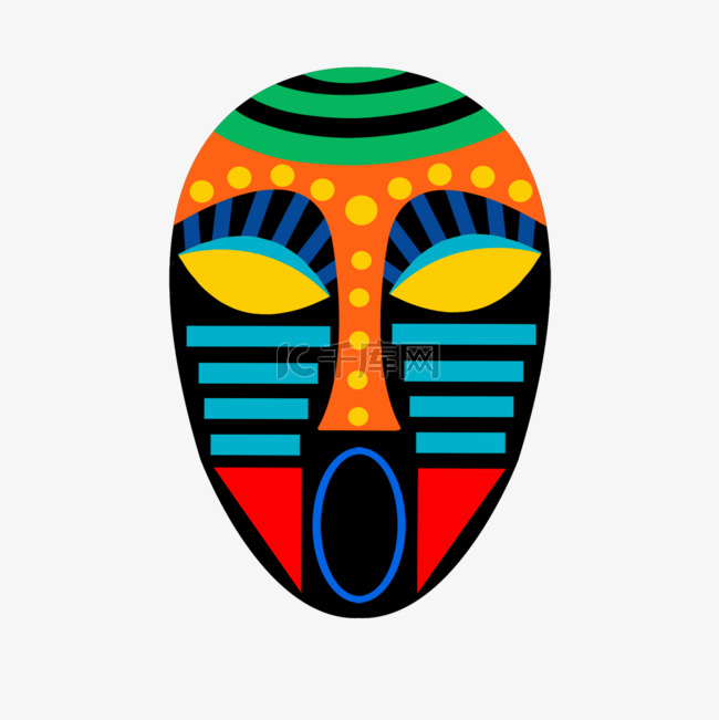 多彩非洲原始部落风格面具