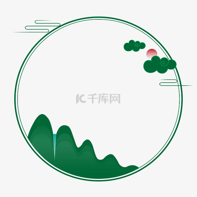 绿水青山中式圆形标题框