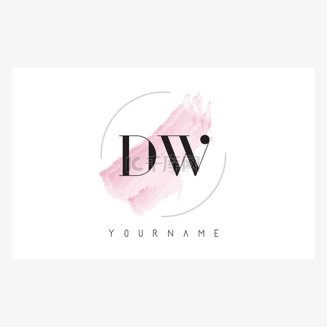 Dw D W 水彩字母标志设计