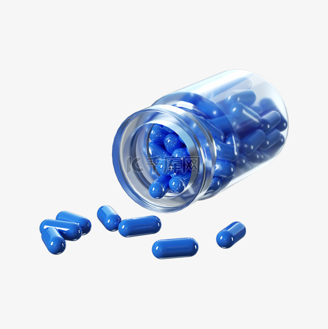 蓝色药丸瓶