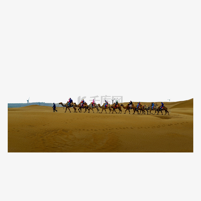 内蒙古库布其沙漠驼队人物