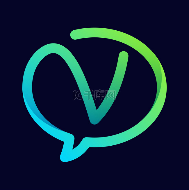 V letter with speech bubble