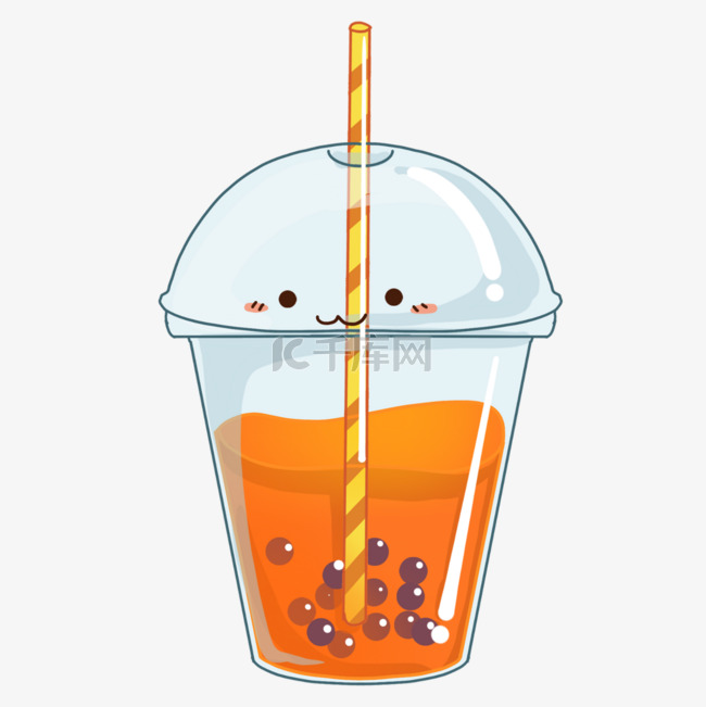 橙汁饮料透明杯子卡通图案