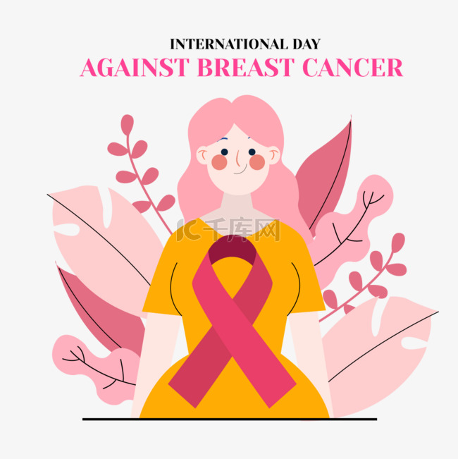 国际抗击乳腺癌日红色丝带女孩