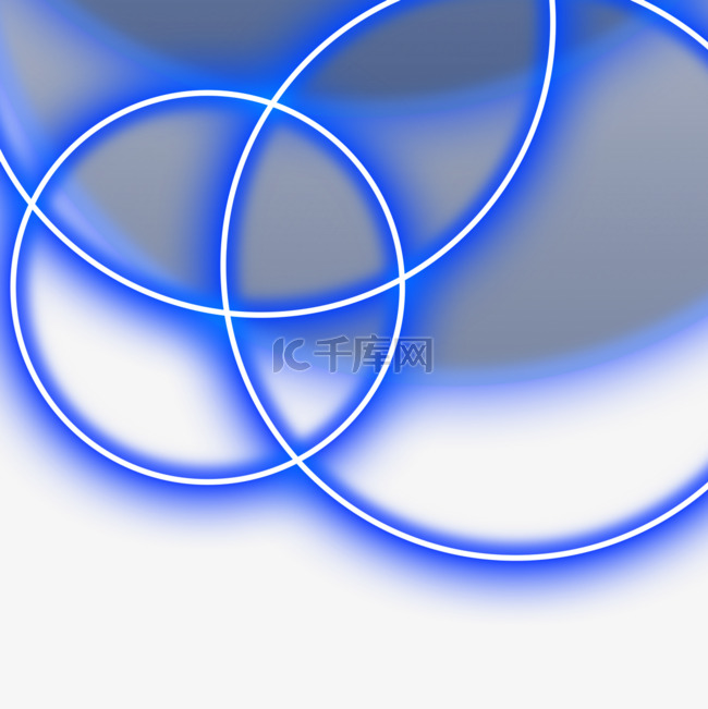 模糊背景蓝色圆环霓虹光效边框