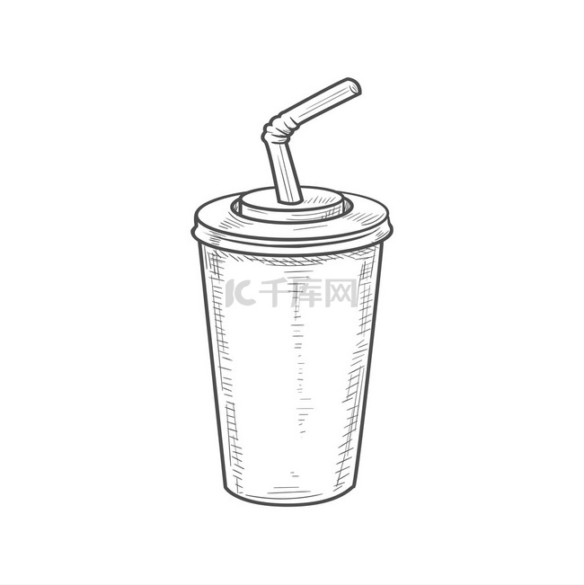 可乐汽水带盖奶昔杯和吸管隔离草