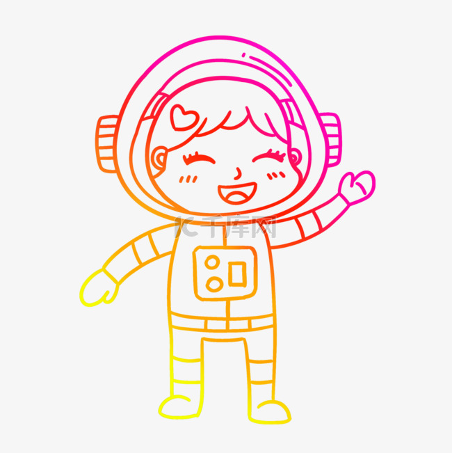 女孩宇航员彩色卡通风格