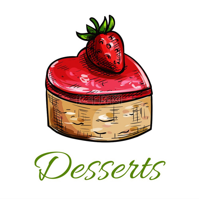 矢量甜点蛋糕徽章以草莓和果酱为