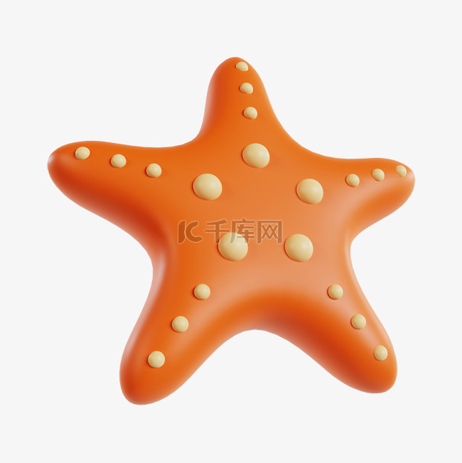 3DC4D立体夏日沙滩橘色海星