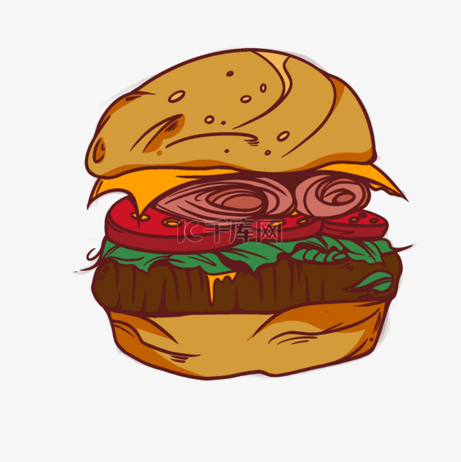 午餐肉卷芝士汉堡剪贴画